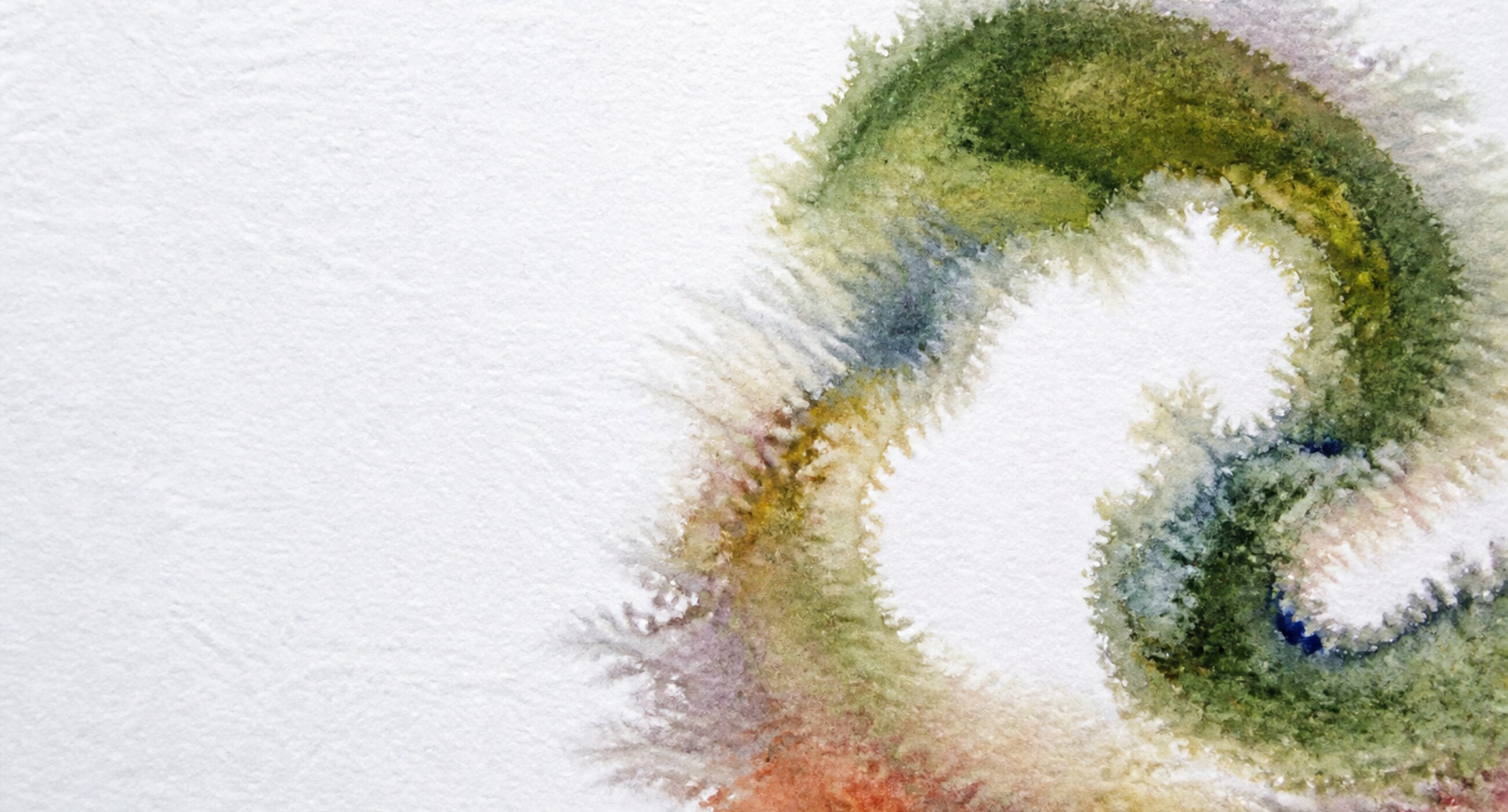 A wide ink wash curling back on itself, the return stroke darker where it crosses the first.